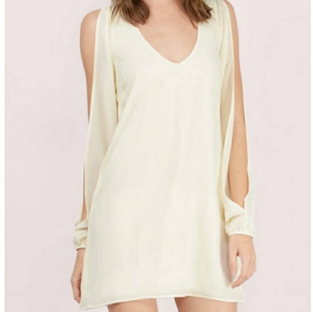 Tobi Breezy B Mini Dress Split Sleeve V Neck Size Small New Tags Ivory Cream